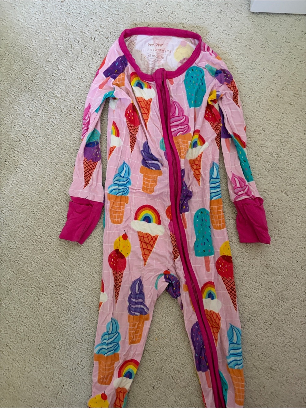 Little Sleepies Pink Ice Cream & Rainbow Footed One-Piece